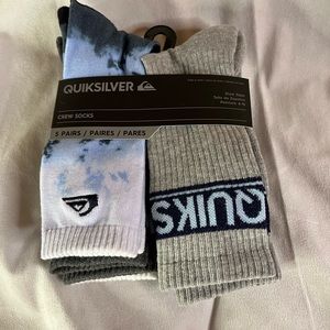 QUIKSILVER Men's Socks CREW Cut 5 Pairs Multiple Colors - New